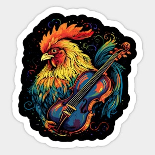 Chicken Playing Violin Sticker